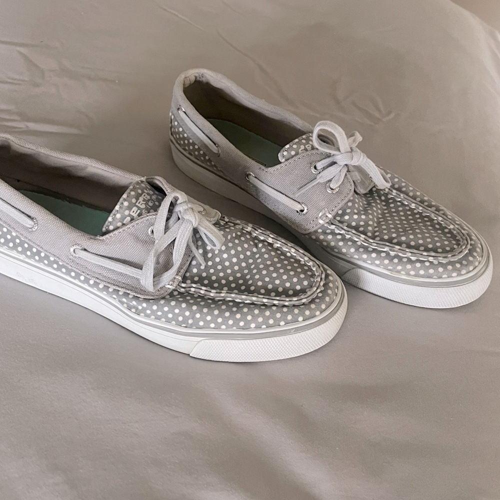 Sperry Topsiders Grey Polka Dot sz 8.5